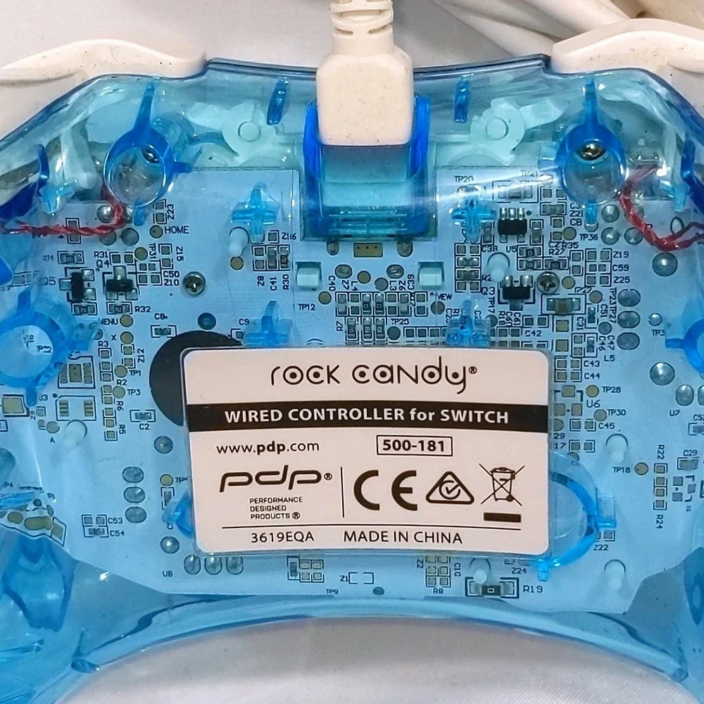PDP Rock Candy Wired Controller for Nintendo Switch Blumerang Clear Blue 500-181